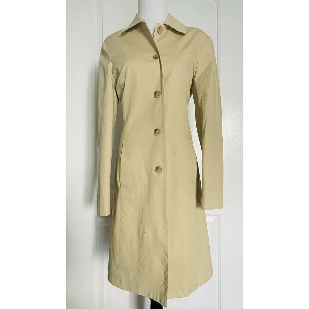 Neiman Marcus Exclusive Tan Khaki Trench Coat Womens Jacket Classic Chic 10